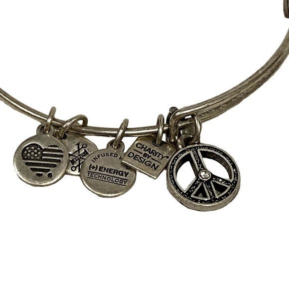 Alex and Ani Unicef Peace Sign Charm Bracelet SIlver Tone - Picture 2 of 5